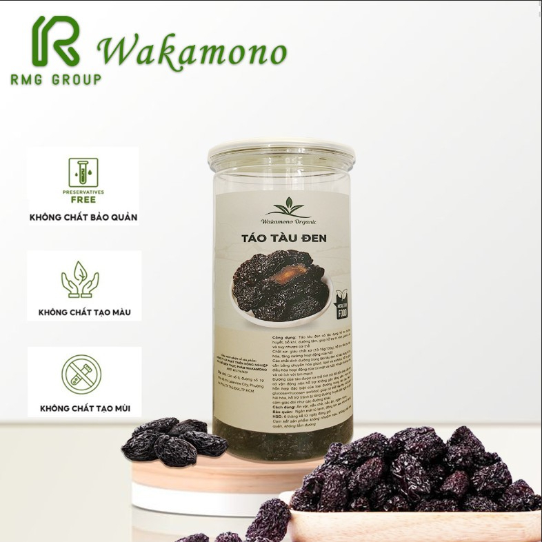 Táo tàu đen Wakamono Organic không chất bảo quản, không phẩm màu, ngọt, dẻo, thơm, ăn ngon