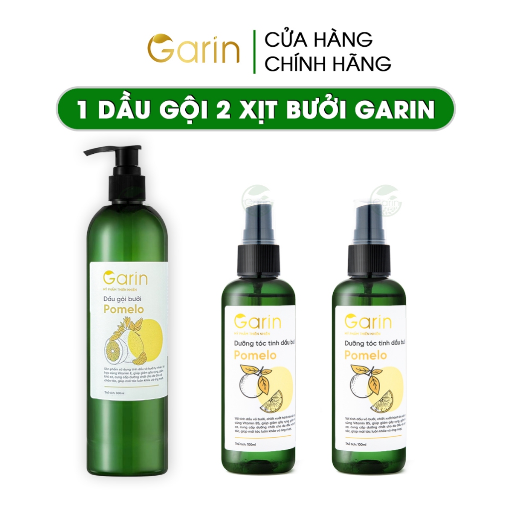 Ảnh Combo 1 dầu gội 2 xịt tóc tinh dầu bưởi kích mọc tóc pomelo Garin giảm rụng dưỡng tóc mọc dày hơn 1