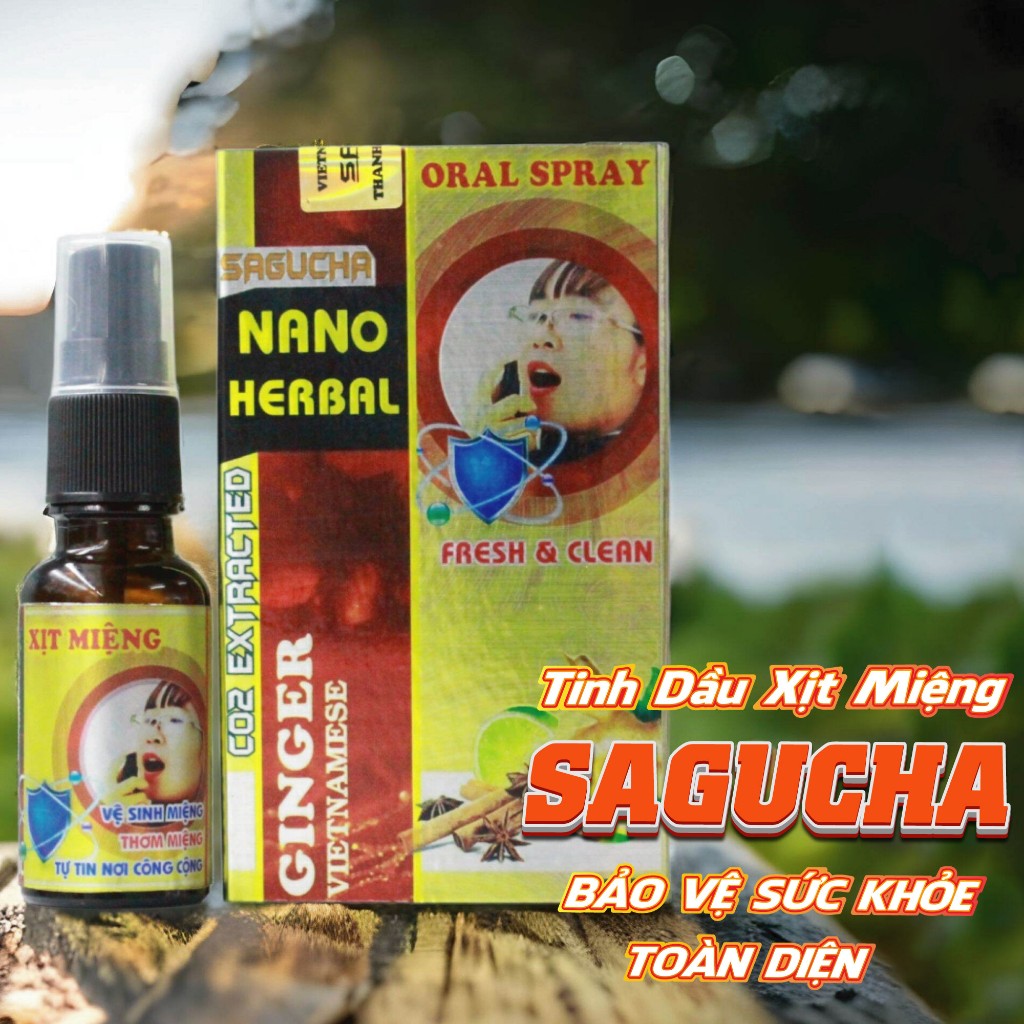 Tinh dầu nano thảo dược Xịt miệng Sagucha (15ml)