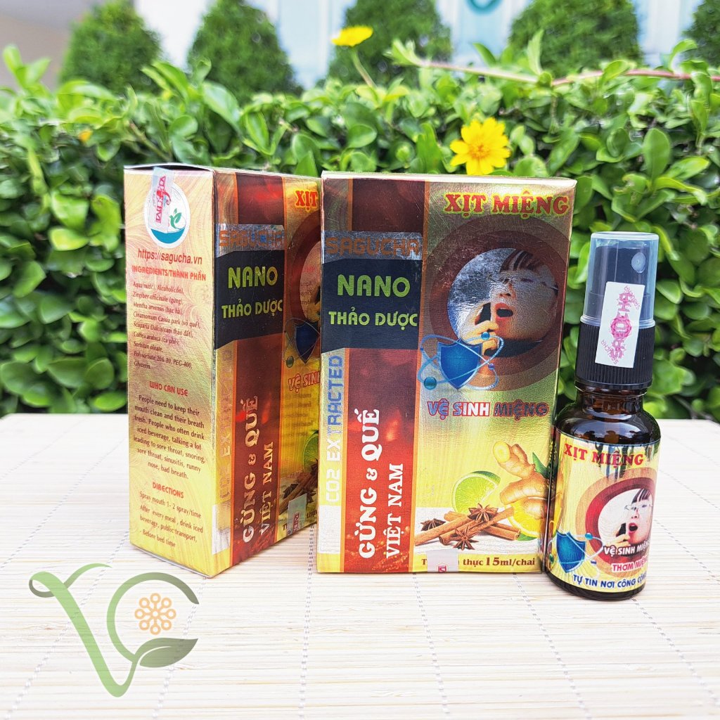 Tinh dầu nano thảo dược Xịt miệng Sagucha (15ml)