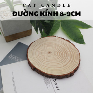 Đế Gỗ Thông Decor Lót Nến Thơm - Đường Kính 8-10 cm - Cát Candle