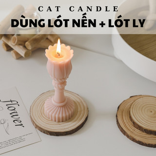 Đế Gỗ Thông Decor Lót Nến Thơm - Đường Kính 8-10 cm - Cát Candle