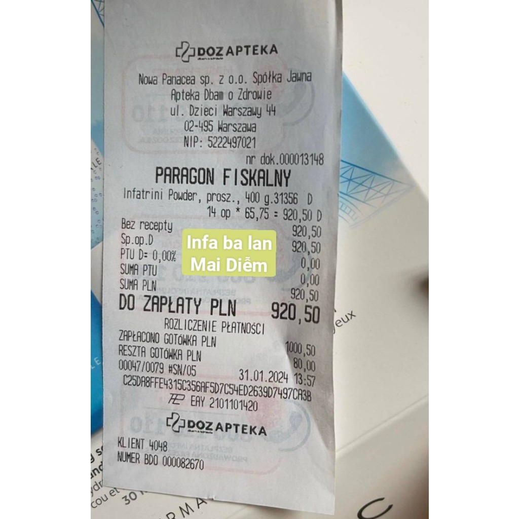 SỮA INFATRINI ĐỨC VÀ BA LAN NỘI ĐỊA BAY AIR