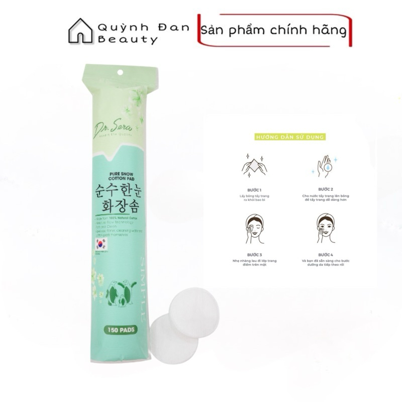 Bông tẩy trang Dr.Sera Pure Snow Cotton Pad 150 miếng