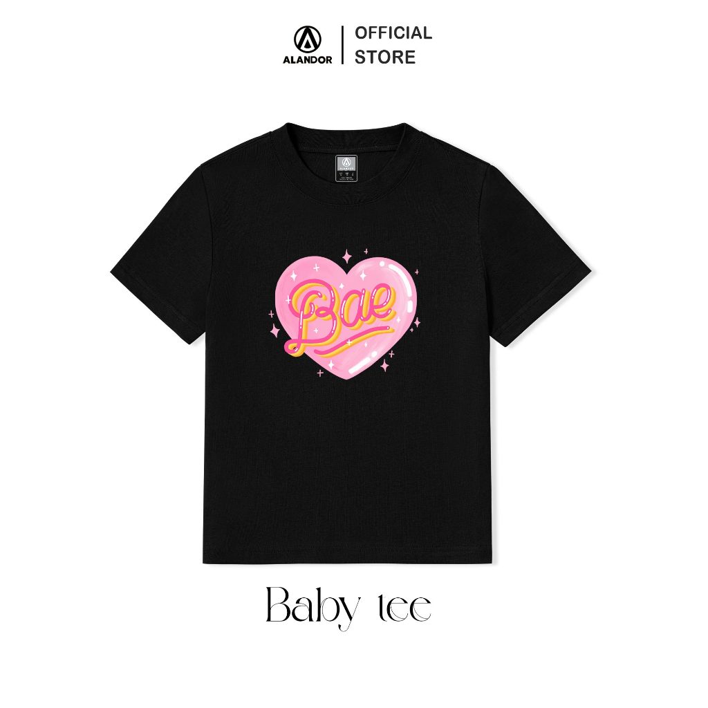 Áo Thun Baby Tee Alandor Local Brand Tay Ngắn Mẫu Trái Tim Bae Cá Tính Cotton 100% Mềm Mịn