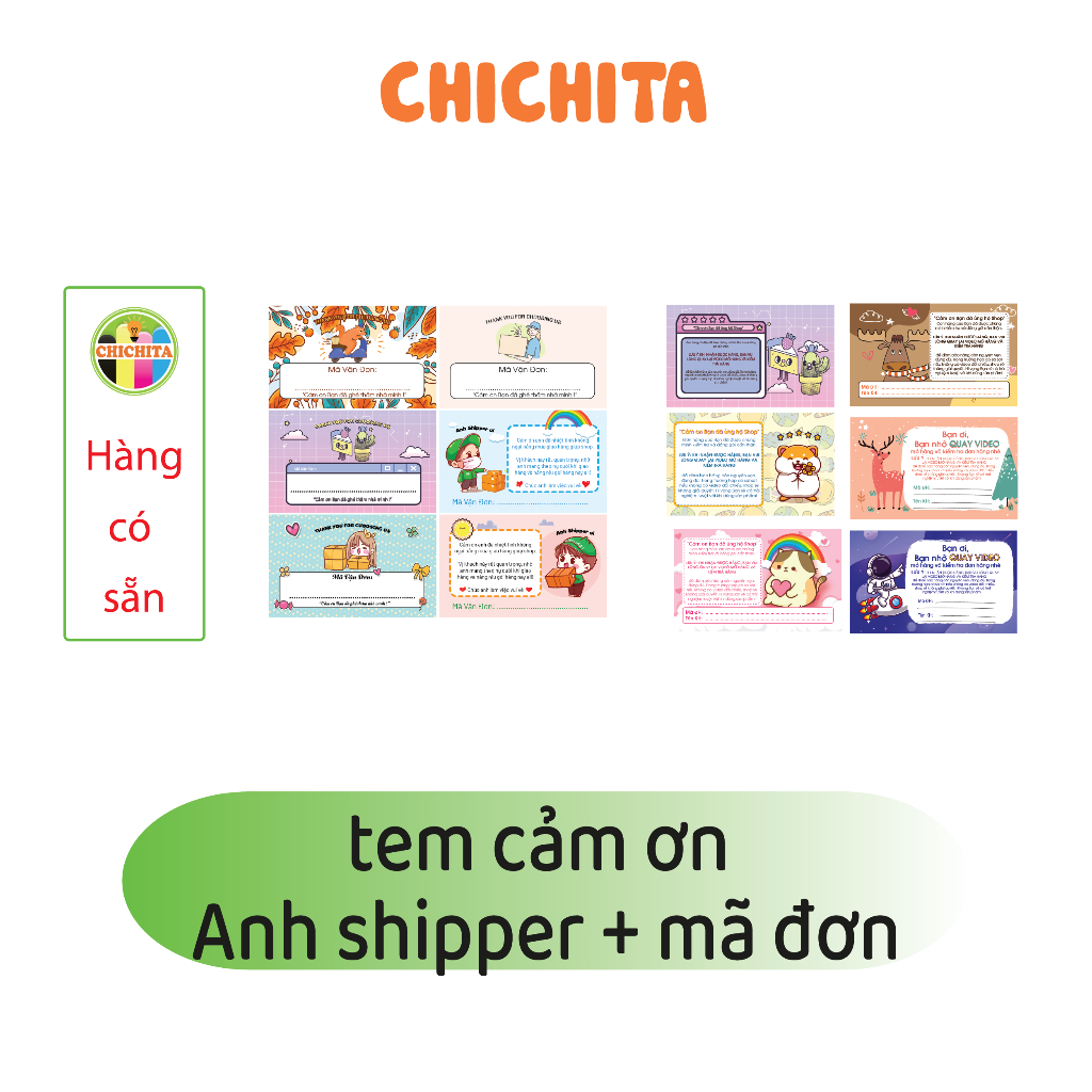 Tem dán Cảm ơn anh shipper Chichita 10x6cm P4 Có sẵn | Shopee Việt Nam