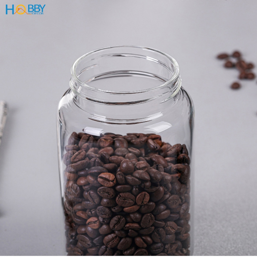 Hũ thuỷ tinh nắp gỗ vặn kín hơi Hobby home decor HUNG4 size 1000ml