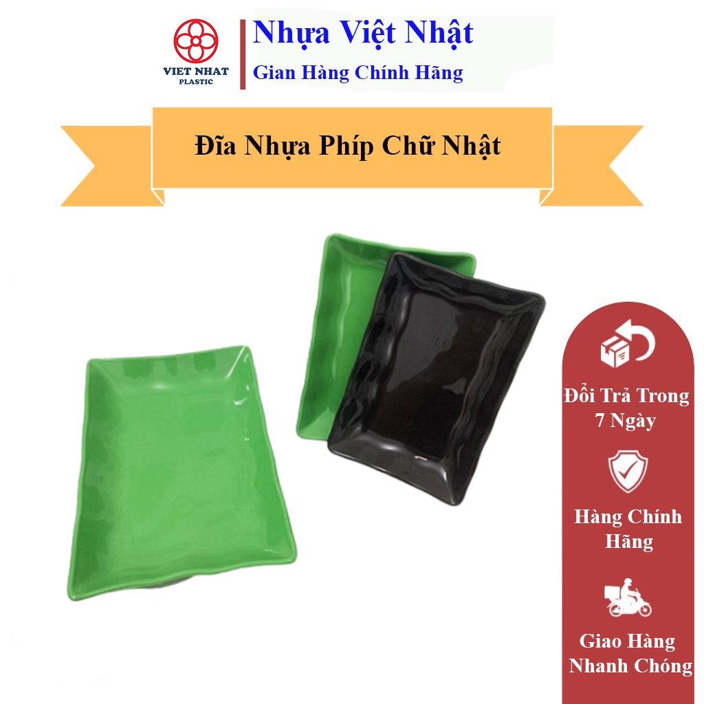 AMIZIN Đĩa nhựa phíp VIỆT NHẬT, đĩa chữ nhật cho quán ăn vặt, gia đình đủ màu sắc mã 1256,1257 AMIZIN