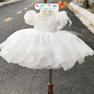 Váy Công Chúa Bé Gái Dự Tiệc 6-20kg Váy Thôi Nôi Bé Gái Thiết Kế Nơ Vai Nhiều Màu- A06