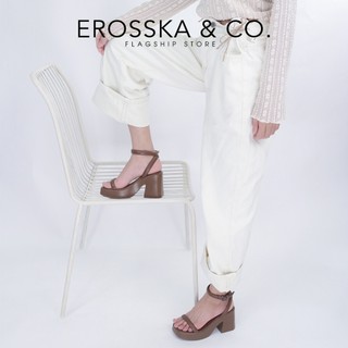 Erosska - [Form to lùi 1 size] Giày sandal cao gót nữ quai ngang cao 9cm màu nude - SB029