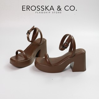 Erosska - [Form to lùi 1 size] Giày sandal cao gót nữ quai ngang cao 9cm màu nude - SB029