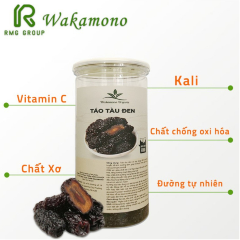 Táo tàu đen Wakamono Organic không chất bảo quản, không phẩm màu, ngọt, dẻo, thơm, ăn ngon