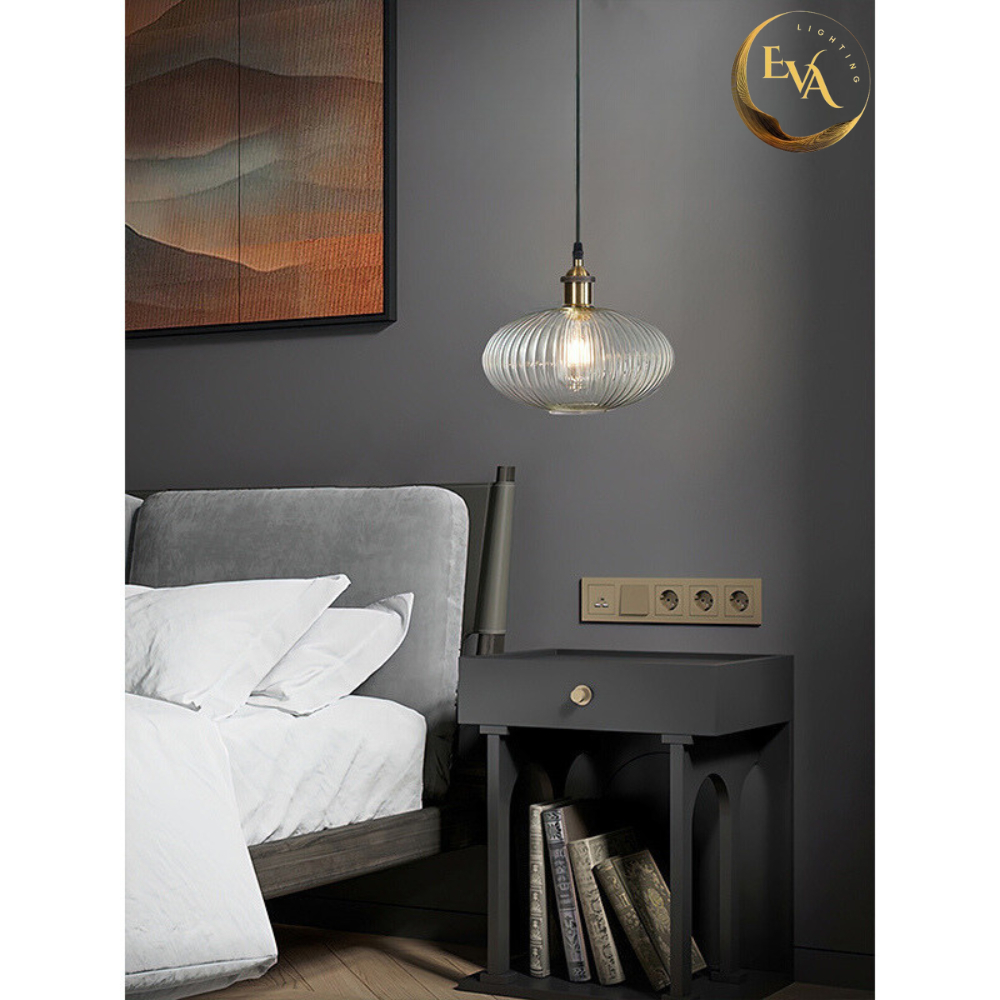 Đèn thả thủy tinh EVA AP176, thả bàn ăn hiện đại, đèn thả thủy tinh nhiều màu đui nấm bóng E27 D300mm bảo hành 12 tháng