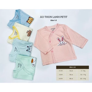 Combo 5 áo dài tay vải thun lạnh Petit, mát mẻ, thấm hút mồ hôi, mềm mịn cho các bé sơ sinh 0-9m tuổi TTO01 3Sbaby