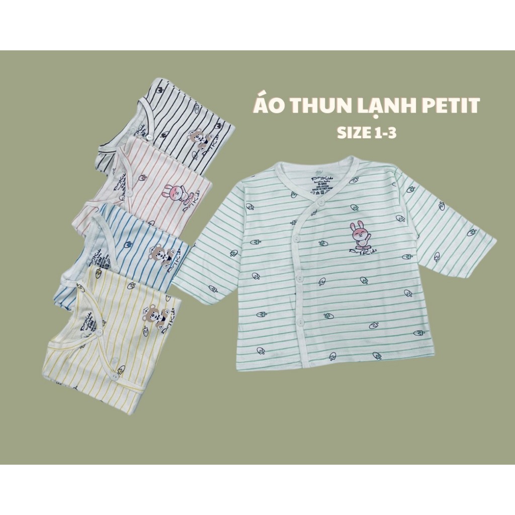 Sét 5 áo thun lạnh Petit kẻ, vải mát, mịn, thấm hút mồ hôi, họa tiết đáng yêu cho bé TTO02 3S Baby
