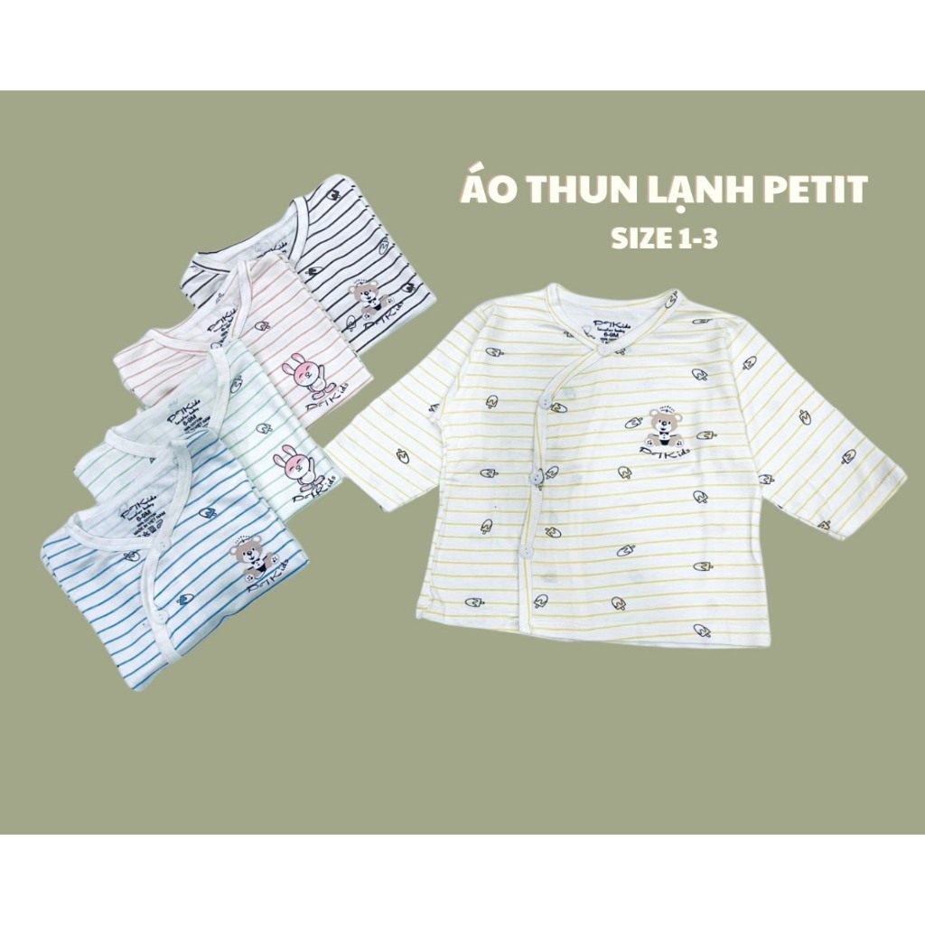 Sét 5 áo thun lạnh Petit kẻ, vải mát, mịn, thấm hút mồ hôi, họa tiết đáng yêu cho bé TTO02 3S Baby
