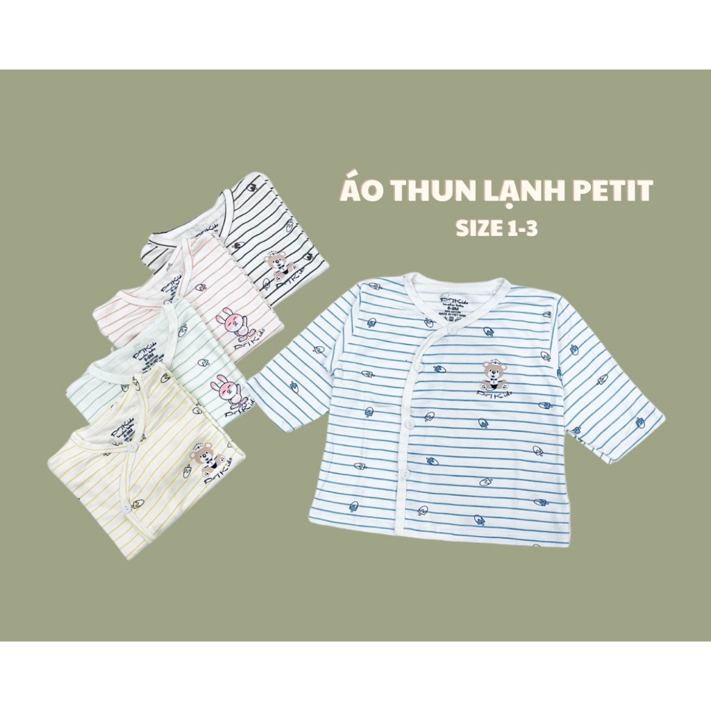 Sét 5 áo thun lạnh Petit kẻ, vải mát, mịn, thấm hút mồ hôi, họa tiết đáng yêu cho bé TTO02 3S Baby