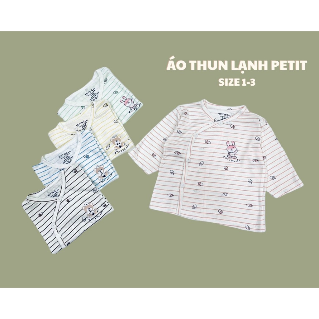 Sét 5 áo thun lạnh Petit kẻ, vải mát, mịn, thấm hút mồ hôi, họa tiết đáng yêu cho bé TTO02 3S Baby