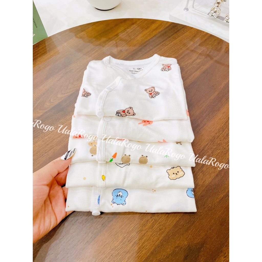 Sét 5 áo thun lạnh vải Petit hình gấu chibi, vải mát, mịn, thấm hút mồ hôi, họa tiết đáng yêu cho bé TTO03 - 3S Baby
