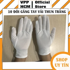 Combo 10 đôi Găng tay vải Thun màu trắng, Bao tay cho trong ngành điện tử kiểm hàng, lễ tân, sự kiện