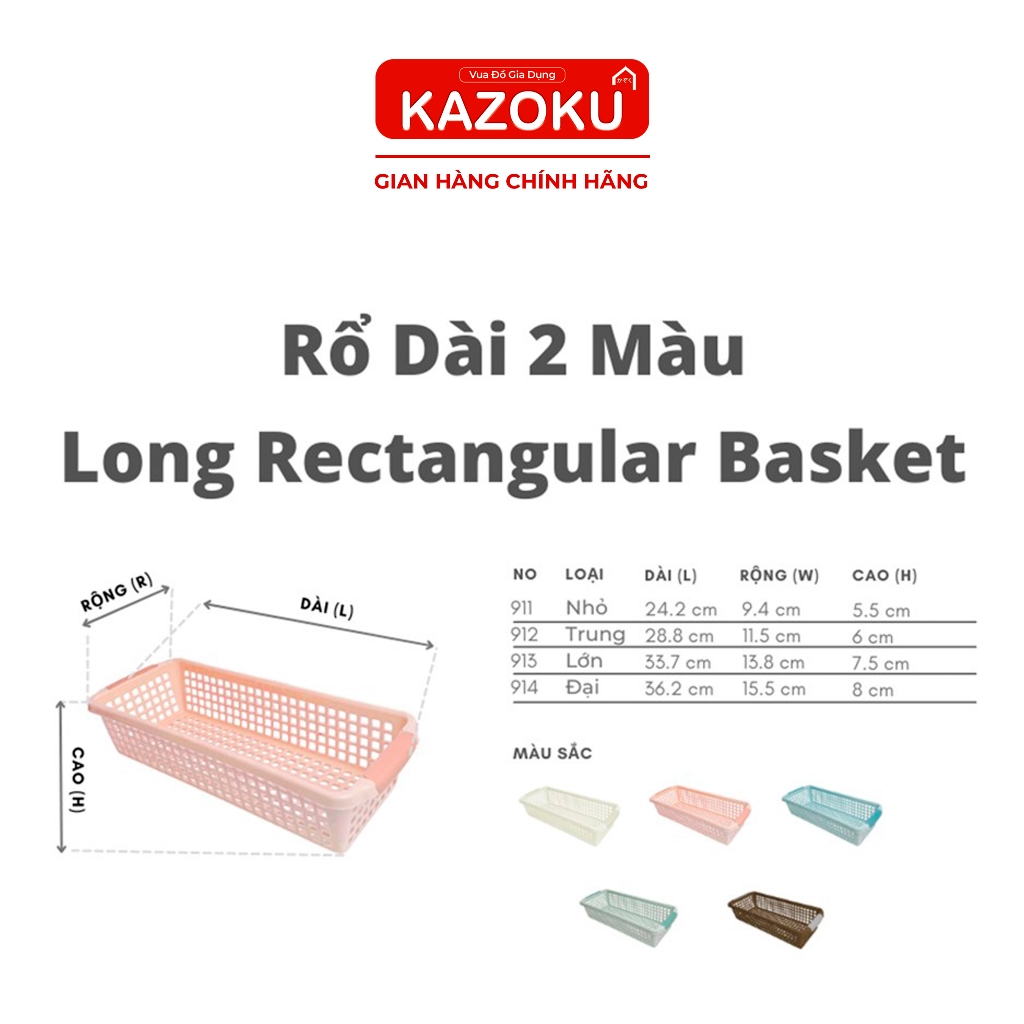Rổ Nhựa Chữ Nhật, Rổ Hình Chữ Nhật - Màu Pastel - Màu Hiện Đại [NDRD]