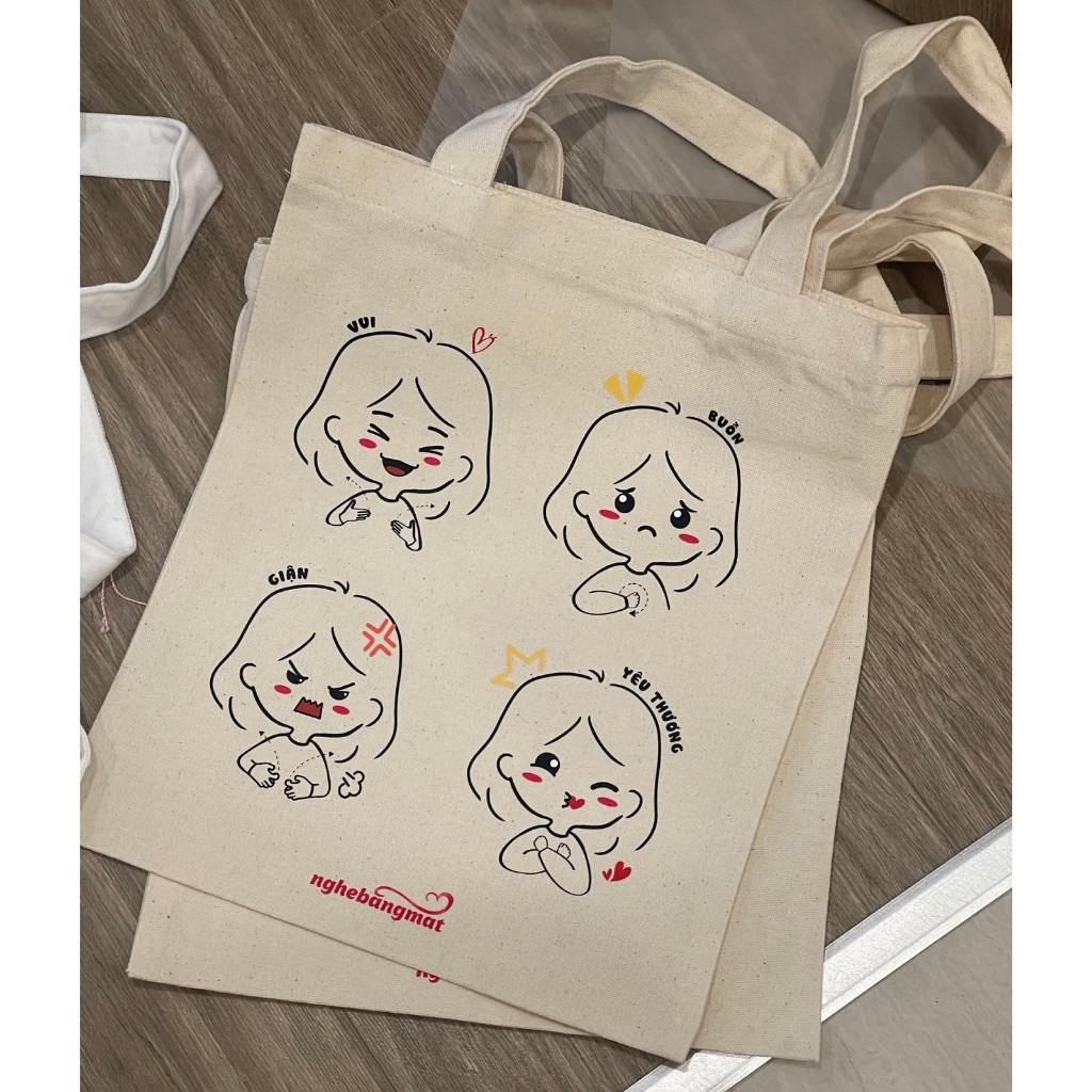 Túi Tote in Theo Yêu Cầu, In Túi Vải có khóa kéo - Logo, Ảnh, in Thông Điệp, Túi Xách Quà Tặng, Sự Kiện, Kỉ Niệm 35x40cm
