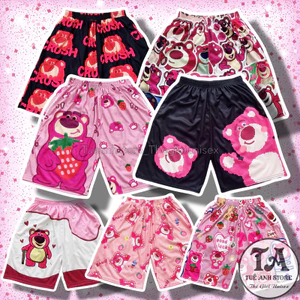 Q05 - Quần đùi Gấu Dâu Lotso quần short lửng cartoon unisex chất thun cotton mịn mát đồ nhóm đi biển