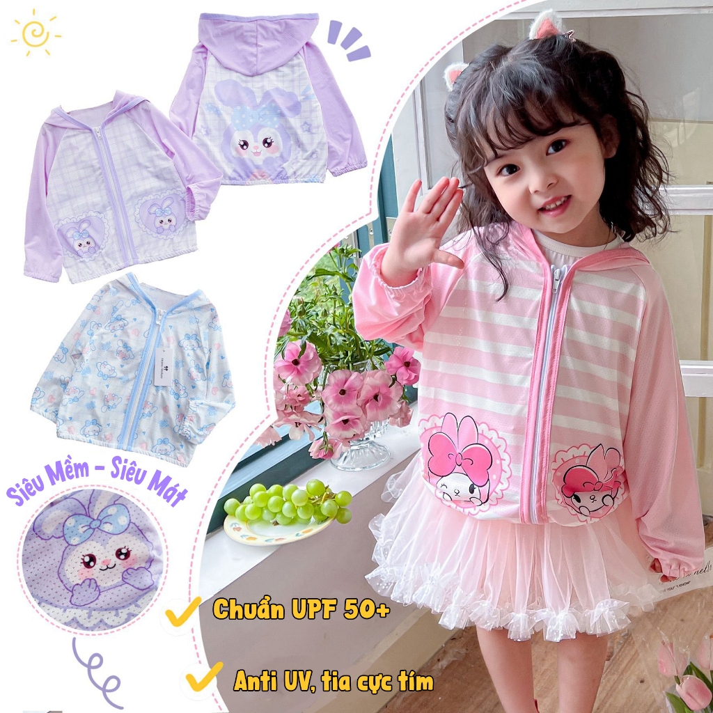 Áo khoác chống nắng cho bé gái, áo choàng chống nắng cho bé Cute Nuggap