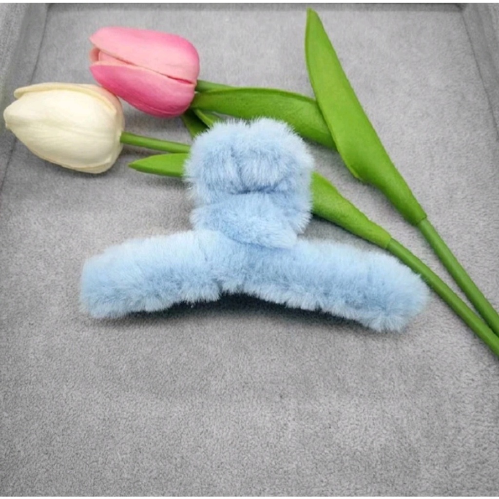 Kẹp Tóc Phối Lông Thỏ Cỡ Lớn 14cm Đáng Yêu Thời Trang Dễ Thương Cho Nữ