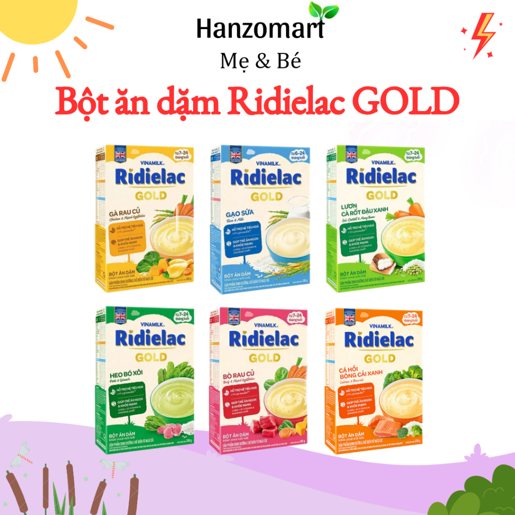 Bột ăn dặm Ridielac Gold Vinamilk đủ vị 200g