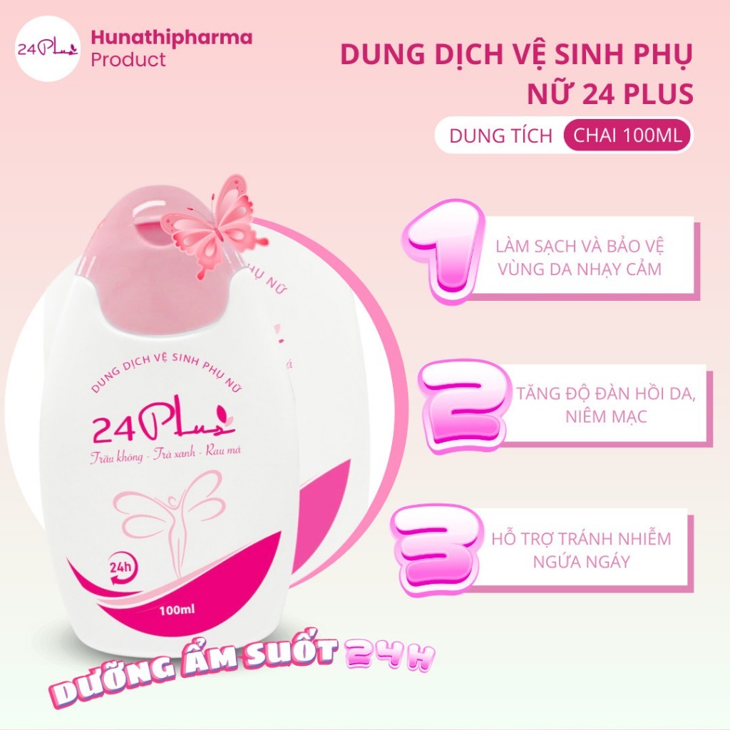 Dung dịch vệ sinh phụ nữ 24Plus ngăn mùi suốt 24h 100ml