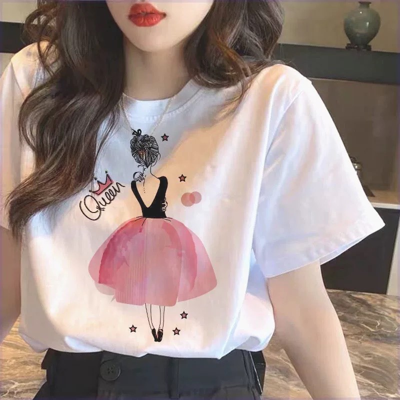 Áo thun Nữ mặc hè, Áo Phông Cotton Nữ in hình siêu xinh, mùa hè mát mẻ
