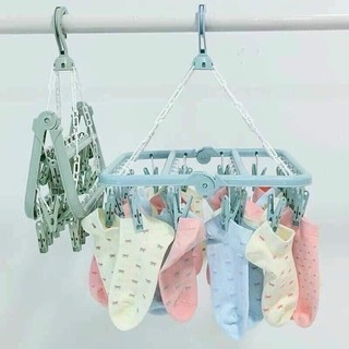 Móc kẹp  phơi đồ , Móc dù tròn, móc chùm kẹp quần áo đa năng gấp gọn