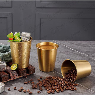 Ly inox trơn Hàn Quốc 304 Chubby Chef đơn giản, sang trọng và an toàn cho sức khỏe【màu vàng】