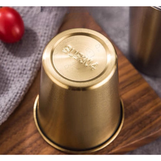 Ly inox trơn Hàn Quốc 304 Chubby Chef đơn giản, sang trọng và an toàn cho sức khỏe【màu vàng】