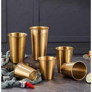 Ly inox trơn Hàn Quốc 304 Chubby Chef đơn giản, sang trọng và an toàn cho sức khỏe【màu vàng】