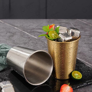 Ly inox trơn Hàn Quốc 304 Chubby Chef đơn giản, sang trọng và an toàn cho sức khỏe【màu vàng】
