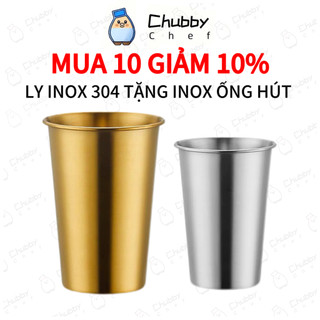 Ly inox trơn Hàn Quốc 304 Chubby Chef đơn giản, sang trọng và an toàn cho sức khỏe【màu vàng】