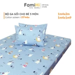 Bộ ga gối 1m4x2m 1m4x1m9 cho bé gái bé trai Cotton Satin FamiHi cao cấp, họa tiết trẻ em đẹp 100% cotton sợi tự nhiên. — ảnh 1