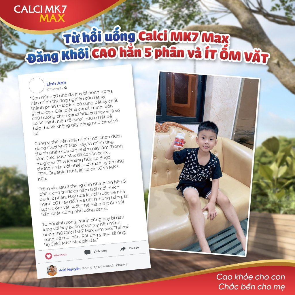 [Combo 3 Hộp ]Canxi MK7 Max - Giúp Xương Chắc Khỏe, Hỗ Trợ Phát Triển Chiều Cao Cho Trẻ Hộp 60 Viên