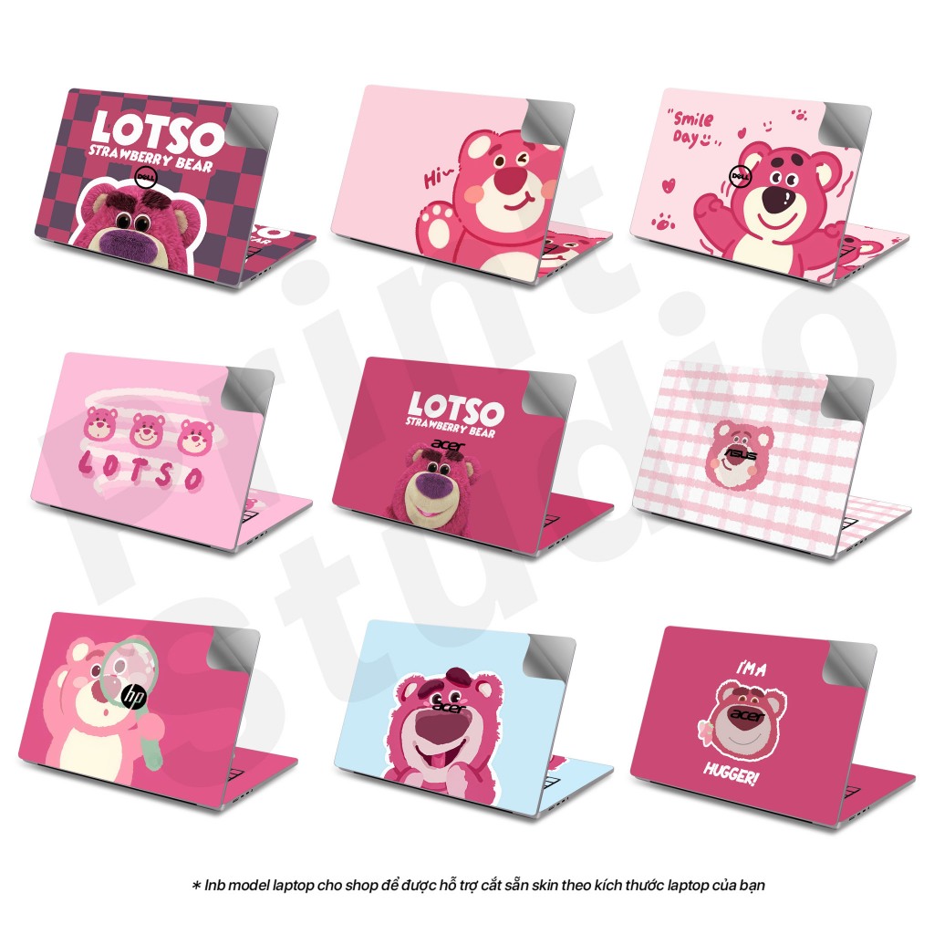 Skin Laptop 16 Mẫu Gấu Dâu Lotso - Miếng Dán Laptop có cho Dell, Hp ...
