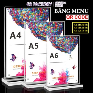 Bảng menu mica quét Qr code đủ kích thước A4 A5 A6 mica dày dặn trong ...