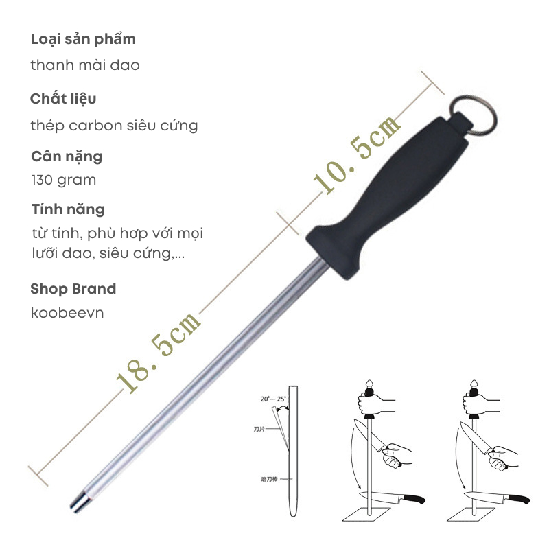 Dụng Cụ Mài Dao KOOBEE 31cm Thép Carbon Siêu Cứng - Thanh Mài Dao Chống Mòn, Giữ Sắc Bén | 050