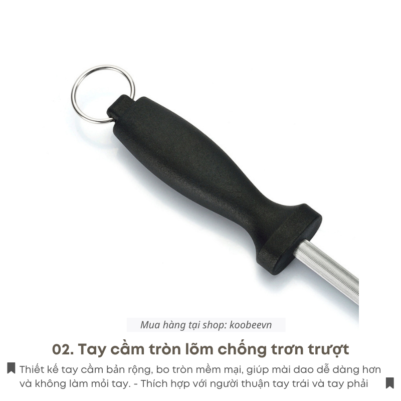 Dụng Cụ Mài Dao KOOBEE 31cm Thép Carbon Siêu Cứng - Thanh Mài Dao Chống Mòn, Giữ Sắc Bén | 050
