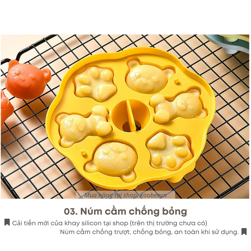 Khuôn Silicon Hoạt Hình KOOBEE Có Nắp Đậy – Hấp Bánh, Làm Thạch, Pudding, Đồ Ăn Dặm Cho Bé | 052