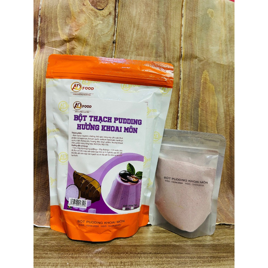 Túi 200gr Bột thạch pudding hương khoai môn ngon ngon