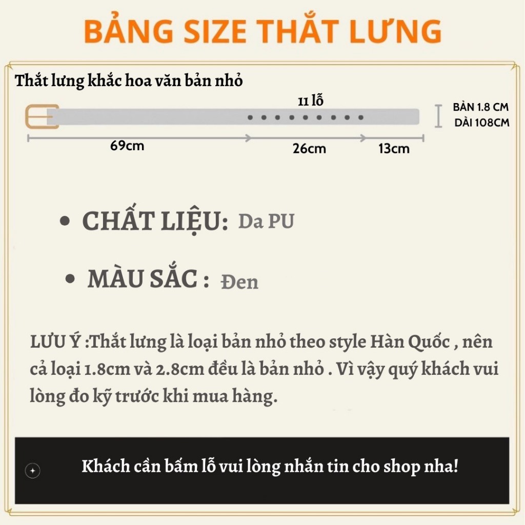Thắt Lưng Nam Nữ Hoa Văn Sơn Tùng BẢN NHỎ 1.8Cm Cao Cấp Dây Nịt Lưng Unisex Hình Thang Màu Đen Horizon PhongCách Vintage