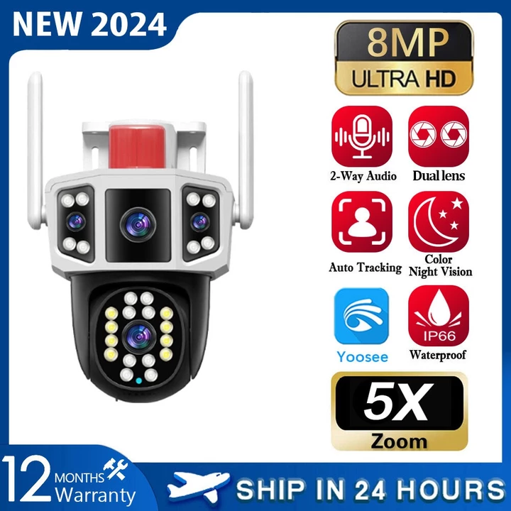 Camera Wifi Không Dây Yoosee 4 Mắt Xem 3 Màn Hình Cùng Lúc Camera HD 9.0MP PTZ WiFi 4K - BẢO HÀNH 12 THÁNG