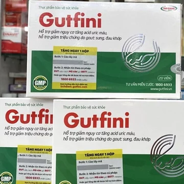 Gutfini hộp 20 viên hỗ trợ giảm nguy cơ acid uric máu cao và giảm triệu chứng gout