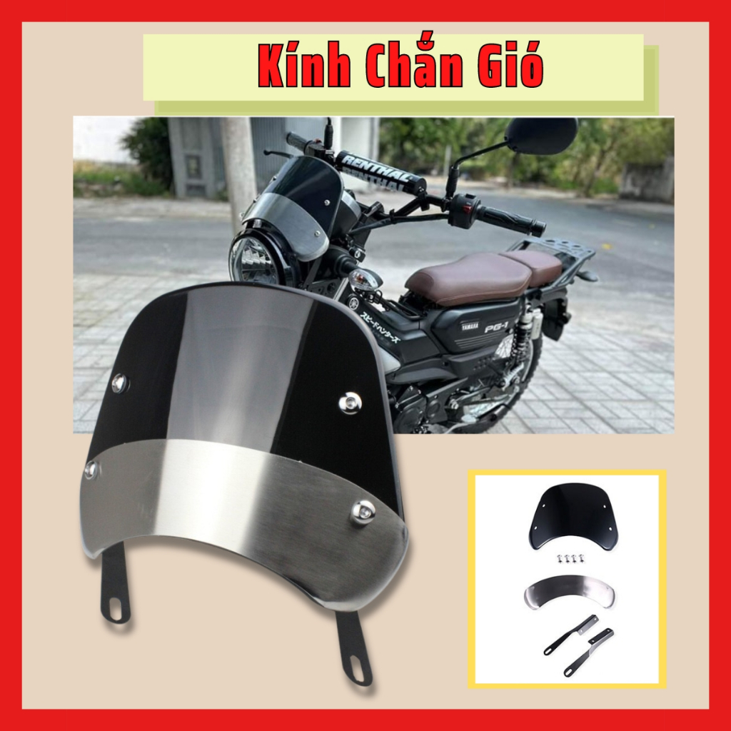 Tấm kính chắn gió độ xe PG1 CAFE RACER Classic Gn125 WIN Rebel GD110 ...